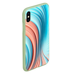 Чехол iPhone XS Max матовый Кораллово-голубая абстрактная волна, цвет: 3D-салатовый — фото 2