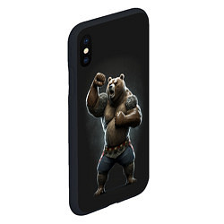 Чехол iPhone XS Max матовый Медведь показывает свою силу, цвет: 3D-черный — фото 2