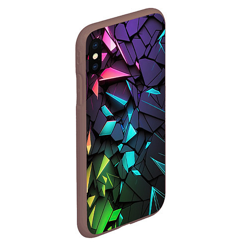 Чехол iPhone XS Max матовый Неоновые абстрактные каменные плиты / 3D-Коричневый – фото 2