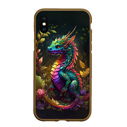 Чехол iPhone XS Max матовый Разноцветный дракончик в лесу