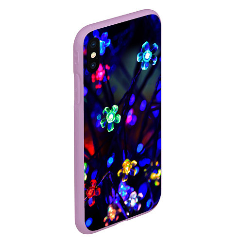 Чехол iPhone XS Max матовый Цветочки фонарики / 3D-Сиреневый – фото 2