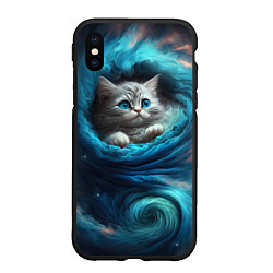 Чехол iPhone XS Max матовый Котик в звездных облаках