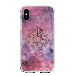 Чехол iPhone XS Max матовый Мандала гармонии, фиолетовая, космос