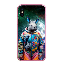 Чехол iPhone XS Max матовый Rhino in spacesuit - neural network