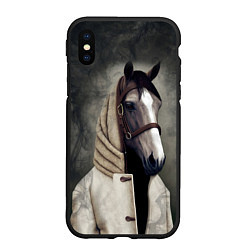 Чехол iPhone XS Max матовый Конь в пальто в прямом смысле, цвет: 3D-черный