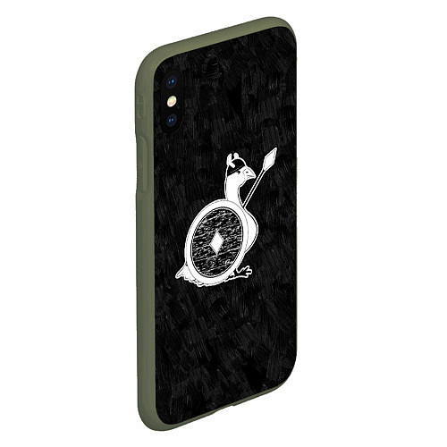 Чехол iPhone XS Max матовый Вооруженный гусь воин викинг / 3D-Темно-зеленый – фото 2