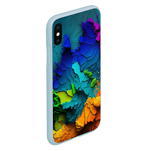 Чехол iPhone XS Max матовый Взрыв красок / 3D-Голубой – фото 2