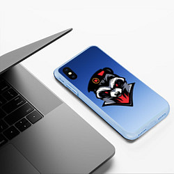 Чехол iPhone XS Max матовый Морпех-енот, цвет: 3D-голубой — фото 2
