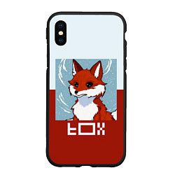 Чехол iPhone XS Max матовый Пиксельная лиса с надписью fox