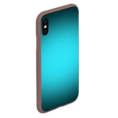 Чехол iPhone XS Max матовый Кислотный голубой с градиентом / 3D-Коричневый – фото 2