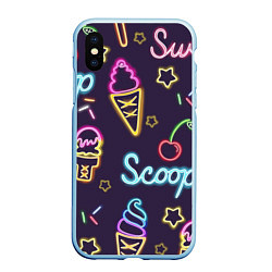 Чехол iPhone XS Max матовый Неоновые надписи sweet scoop, цвет: 3D-голубой