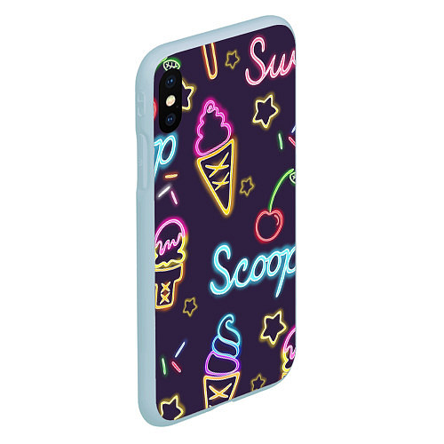 Чехол iPhone XS Max матовый Неоновые надписи sweet scoop / 3D-Голубой – фото 2