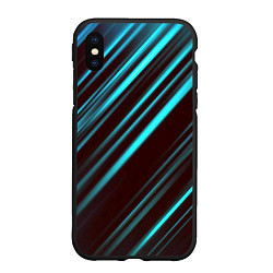 Чехол iPhone XS Max матовый Stripes line neon color, цвет: 3D-черный