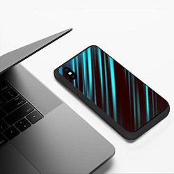 Чехол iPhone XS Max матовый Stripes line neon color, цвет: 3D-черный — фото 2
