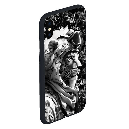 Чехол iPhone XS Max матовый Лев солдат в камуфляже / 3D-Черный – фото 2