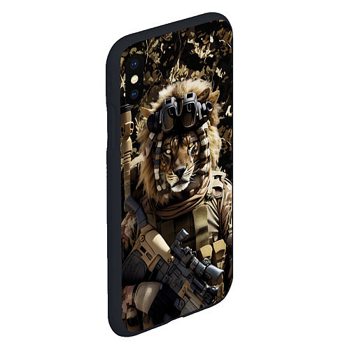 Чехол iPhone XS Max матовый Лев солдат спецназа / 3D-Черный – фото 2