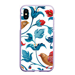 Чехол iPhone XS Max матовый Узоры и птицы