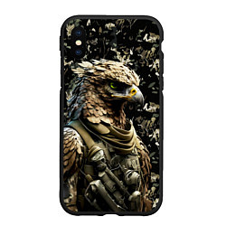 Чехол iPhone XS Max матовый Орел солдат спецназа, цвет: 3D-черный