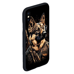 Чехол iPhone XS Max матовый Немецкая овчарка воин в очках, цвет: 3D-черный — фото 2