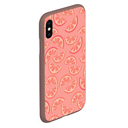 Чехол iPhone XS Max матовый Цитрусовые дольки - розовый паттерн, цвет: 3D-коричневый — фото 2