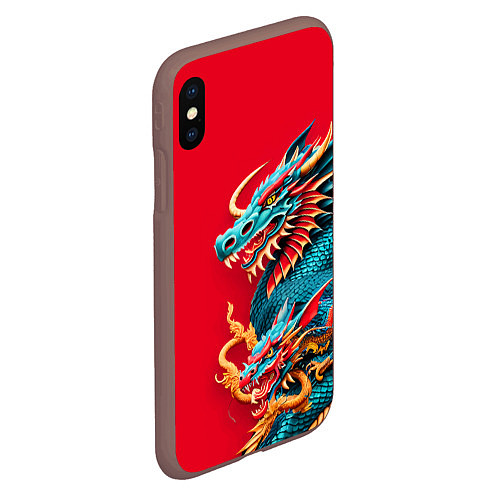 Чехол iPhone XS Max матовый Japanese dragon - irezumi / 3D-Коричневый – фото 2