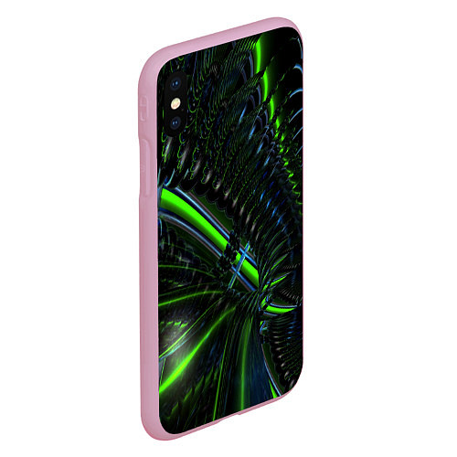 Чехол iPhone XS Max матовый Светящиеся лучи узор / 3D-Розовый – фото 2