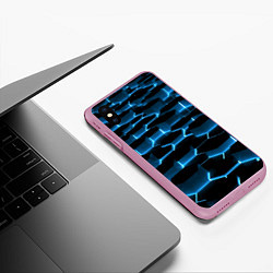 Чехол iPhone XS Max матовый Неоновая сетка из плит, цвет: 3D-розовый — фото 2