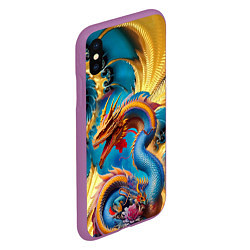 Чехол iPhone XS Max матовый Japanese dragon - tattoo - irezumi - art, цвет: 3D-фиолетовый — фото 2