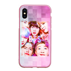 Чехол iPhone XS Max матовый BTS K-pop, цвет: 3D-розовый