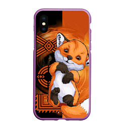 Чехол iPhone XS Max матовый Fox cub, цвет: 3D-фиолетовый