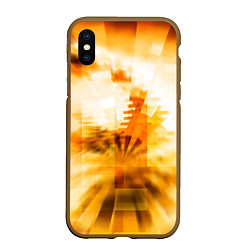 Чехол iPhone XS Max матовый Ярко-жёлтое свечение и пиксели