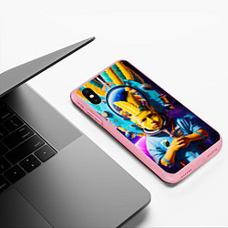 Чехол iPhone XS Max матовый Барт Симпсон в космосе - фантазия, цвет: 3D-баблгам — фото 2