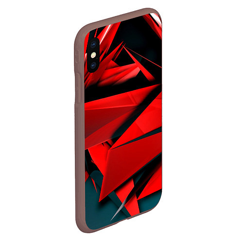 Чехол iPhone XS Max матовый Острые осколки красные / 3D-Коричневый – фото 2