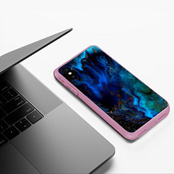 Чехол iPhone XS Max матовый Жидкие холодные краски, цвет: 3D-розовый — фото 2