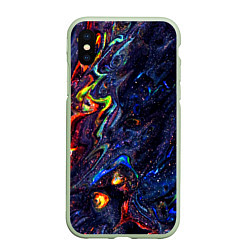 Чехол iPhone XS Max матовый Размытые космические краски, цвет: 3D-салатовый