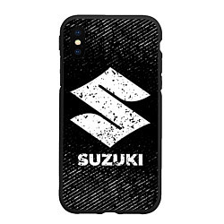 Чехол iPhone XS Max матовый Suzuki с потертостями на темном фоне, цвет: 3D-черный