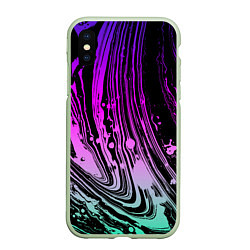 Чехол iPhone XS Max матовый Неоновые цвета брызги краски гранжевая текстура, цвет: 3D-салатовый