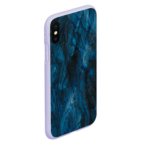 Чехол iPhone XS Max матовый Синяя прозрачная скала / 3D-Светло-сиреневый – фото 2