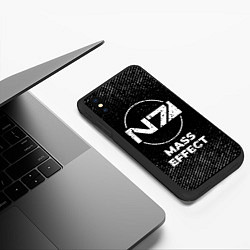 Чехол iPhone XS Max матовый Mass Effect с потертостями на темном фоне, цвет: 3D-черный — фото 2