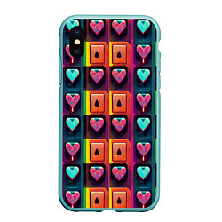 Чехол iPhone XS Max матовый Cyber love, цвет: 3D-мятный