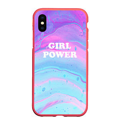 Чехол iPhone XS Max матовый Girl power fluid art