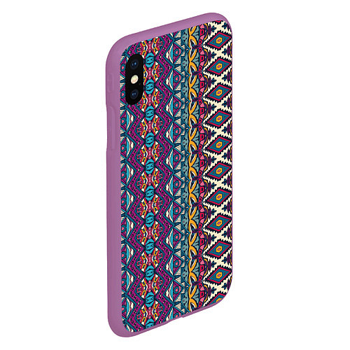 Чехол iPhone XS Max матовый Мексиканский орнамент / 3D-Фиолетовый – фото 2