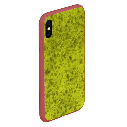 Чехол iPhone XS Max матовый Губка желтая / 3D-Красный – фото 2