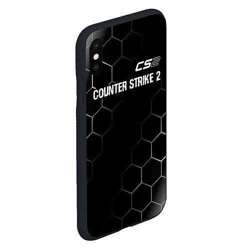 Чехол iPhone XS Max матовый Counter Strike 2 glitch на темном фоне: символ све / 3D-Черный – фото 2