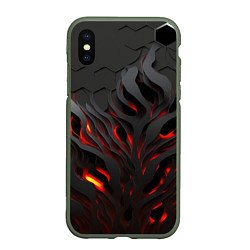 Чехол iPhone XS Max матовый Объемное черное пламя