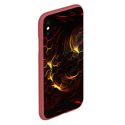 Чехол iPhone XS Max матовый Огненные объемные плитки, цвет: 3D-красный — фото 2