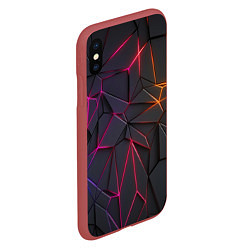 Чехол iPhone XS Max матовый Rgb линии, цвет: 3D-красный — фото 2