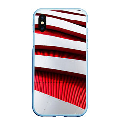 Чехол iPhone XS Max матовый Два слоя металла - красный и белый, цвет: 3D-голубой