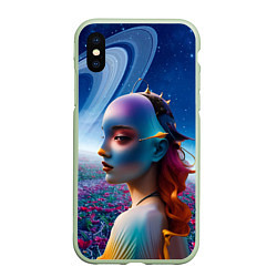 Чехол iPhone XS Max матовый Девушка с похожей планеты, цвет: 3D-салатовый