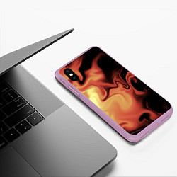 Чехол iPhone XS Max матовый Пламя с боку, цвет: 3D-сиреневый — фото 2